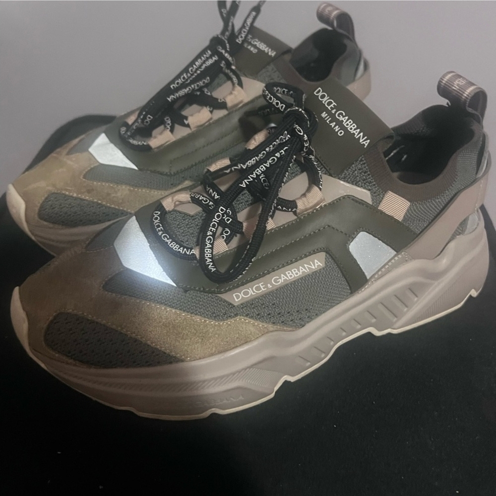 Dolce & Gabbana Men's Olive and Tan Sneakers